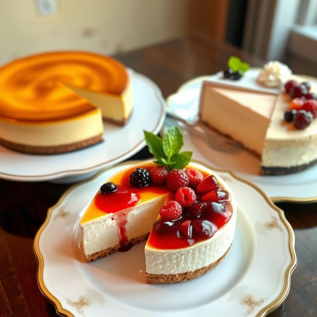 What are the three types of cheesecake?