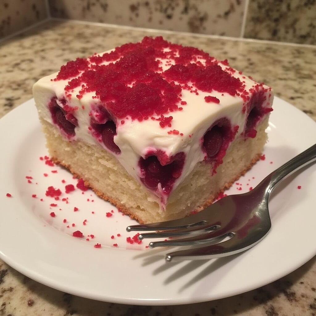 White Chocolate Raspberry Poke Cake