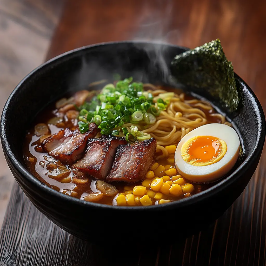 homemade-miso-ramen-prep.jpg homemade miso ramen being topped with egg and scallions