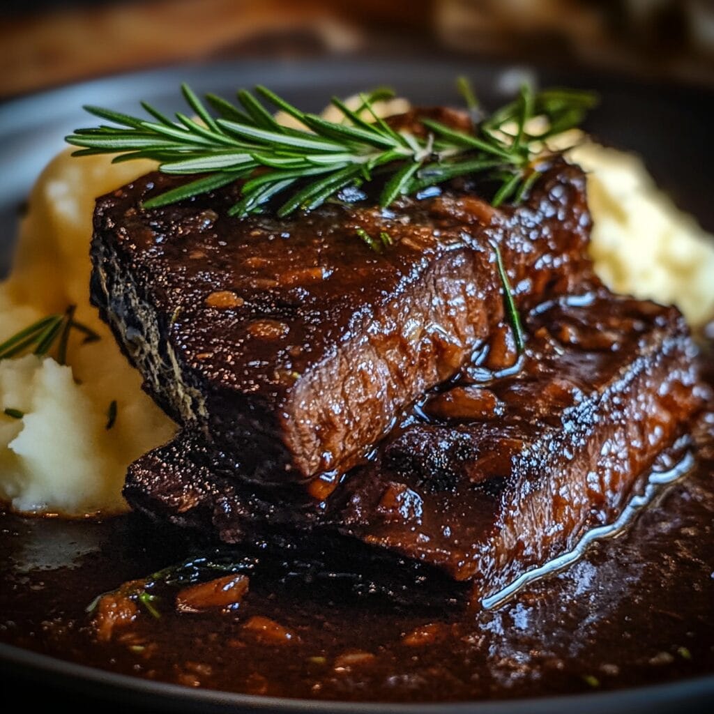 Braised beef cheek meat in red wine sauce